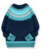 Womens Chunky Jacquard Round Neck Sweater with a Nature Inspired Pattern in Eight Colors