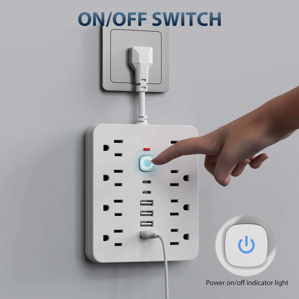 Multi-Port Power Strip with 14 Outlets and Surge Protection, Compact Desktop Design All Vera Mart