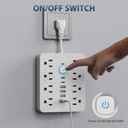 Multi-Port Power Strip with 14 Outlets and Surge Protection, Compact Desktop Design All Vera Mart