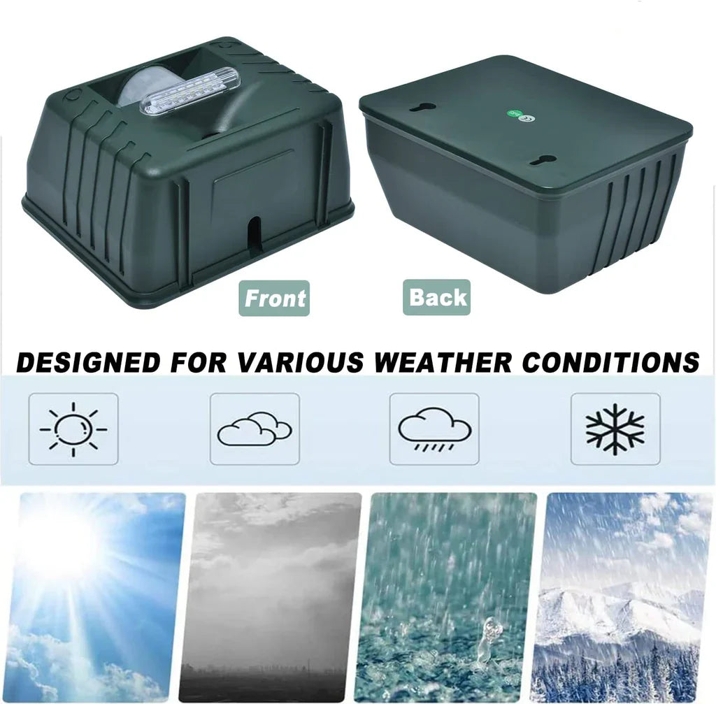 Ultrasonic Bird Repeller with Solar Power and LED Flash Lights, 170-Degree Coverage All Vera Mart