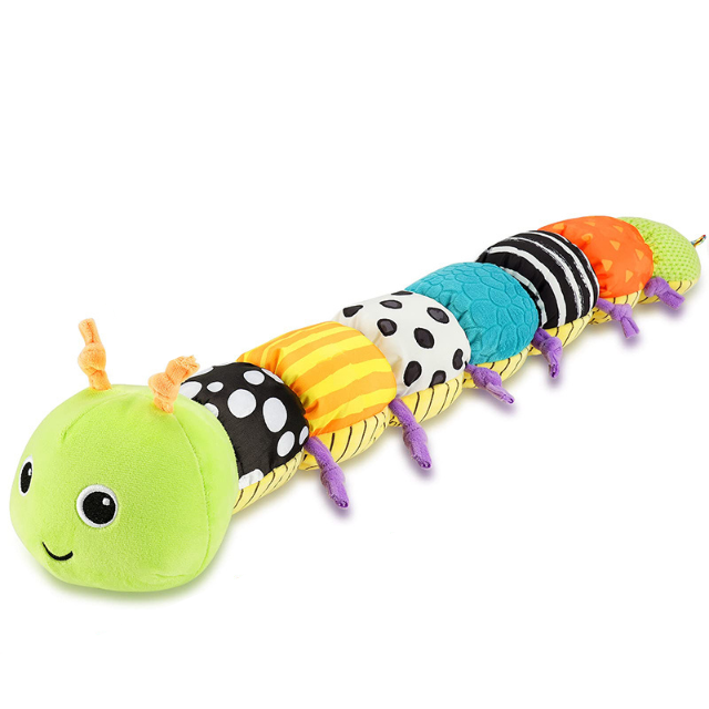 Sensory Caterpillar Plush Toy with Crinkle Rattle and Wind Up Music for Tummy Time All Vera Mart