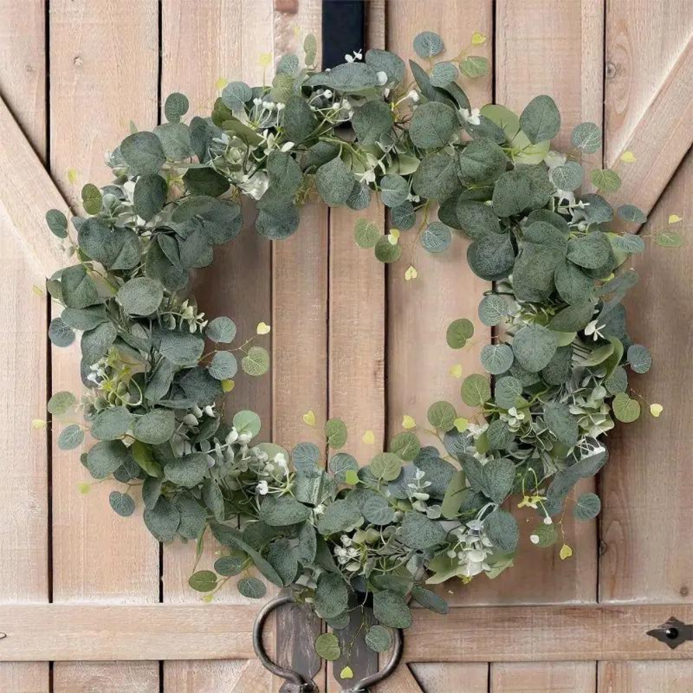 Faux Eucalyptus Garland with Silk Leaves and Bendable Stems, 70.8 Inches All Vera Mart