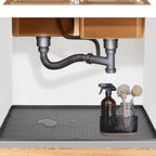 Silicone Under Sink Mat with Raised Edge Containment and Textured Grip Surface, 34x22 Inches All Vera Mart