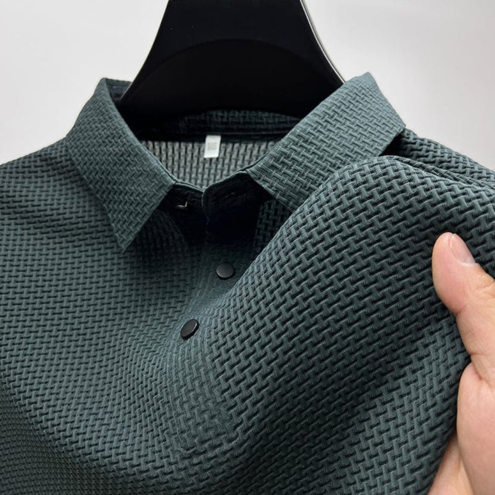 Tailored Polo Shirt with Structured Collar and Cotton Blend Knit, Machine Washable All Vera Mart