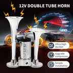2026 Upgraded 12V 130DB Air Horn Dual Horn, Horn Kit with Air Compressor,Dual Electric Air Horns Kit with Compressor for Vehicles Trucks Pickup Trains Lorrys SUVs Cars Boats (12V SilverBlack) Alarm for Home Security, allveramart