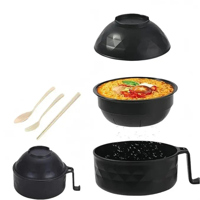 6PC/Set Microwave Ramen Bowl Set, Ramen Noodle Cooker with Lid & Handle,Perfect for Home, Office, Dorm, or College Tableware allveramart