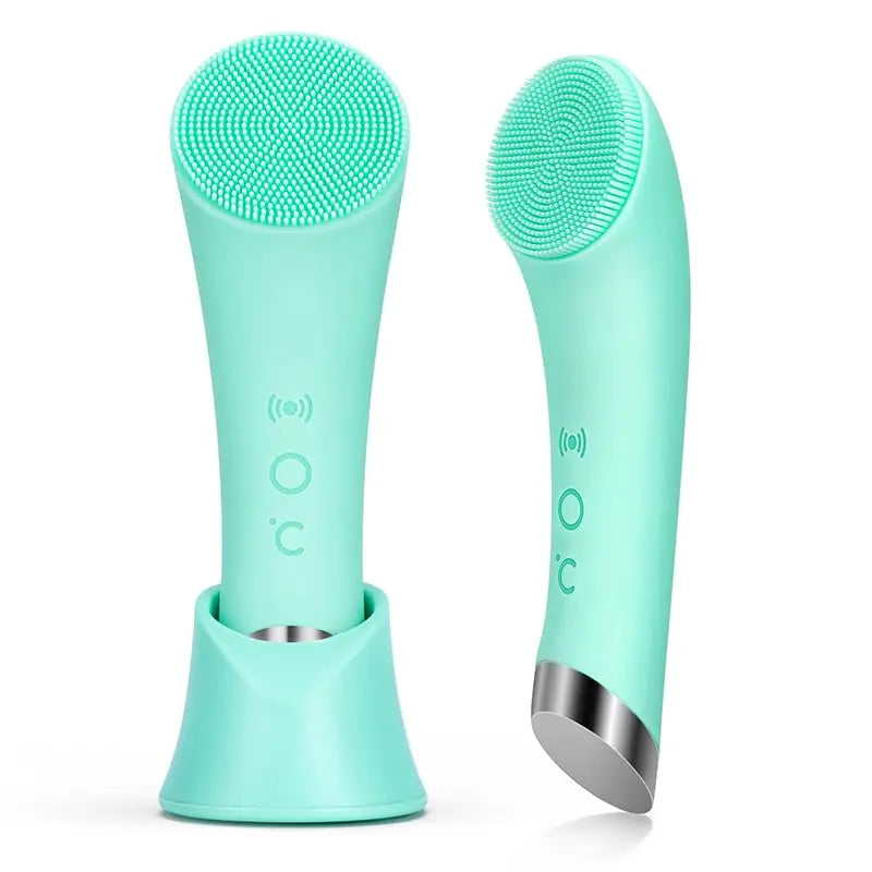 Electric Facial Cleansing Silicone Brush, Heatable Vibrating Face Scrubber with Massage, Silicone Face Scrubber for Women & Men, Electric Facial Cleanser for Deep Cleansing, Gentle Exfoliating.SummerWins DealsForYouDays allveramart