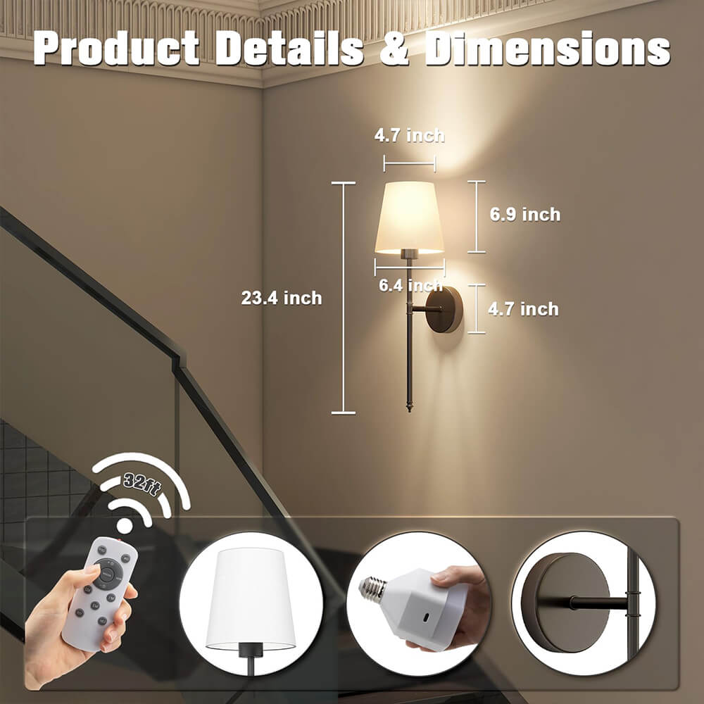 Battery Operated Wall Sconce with RGB Color Modes and Three Brightness Levels All Vera Mart