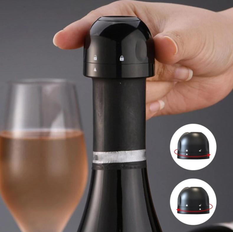 Rotary Bottle Stopper with Silicone Seal and Finger Grooves for Wine, Beer, Champagne All Vera Mart