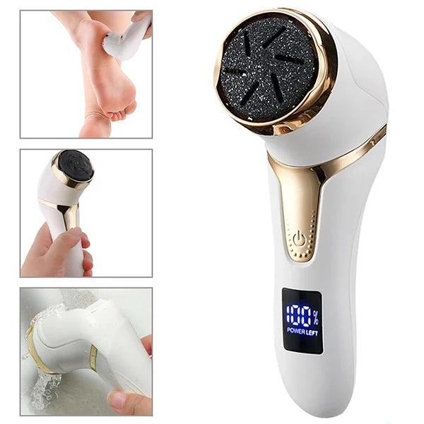 Electric Foot File with Vacuum Collection and Dual Speed, Three Roller Heads All Vera Mart