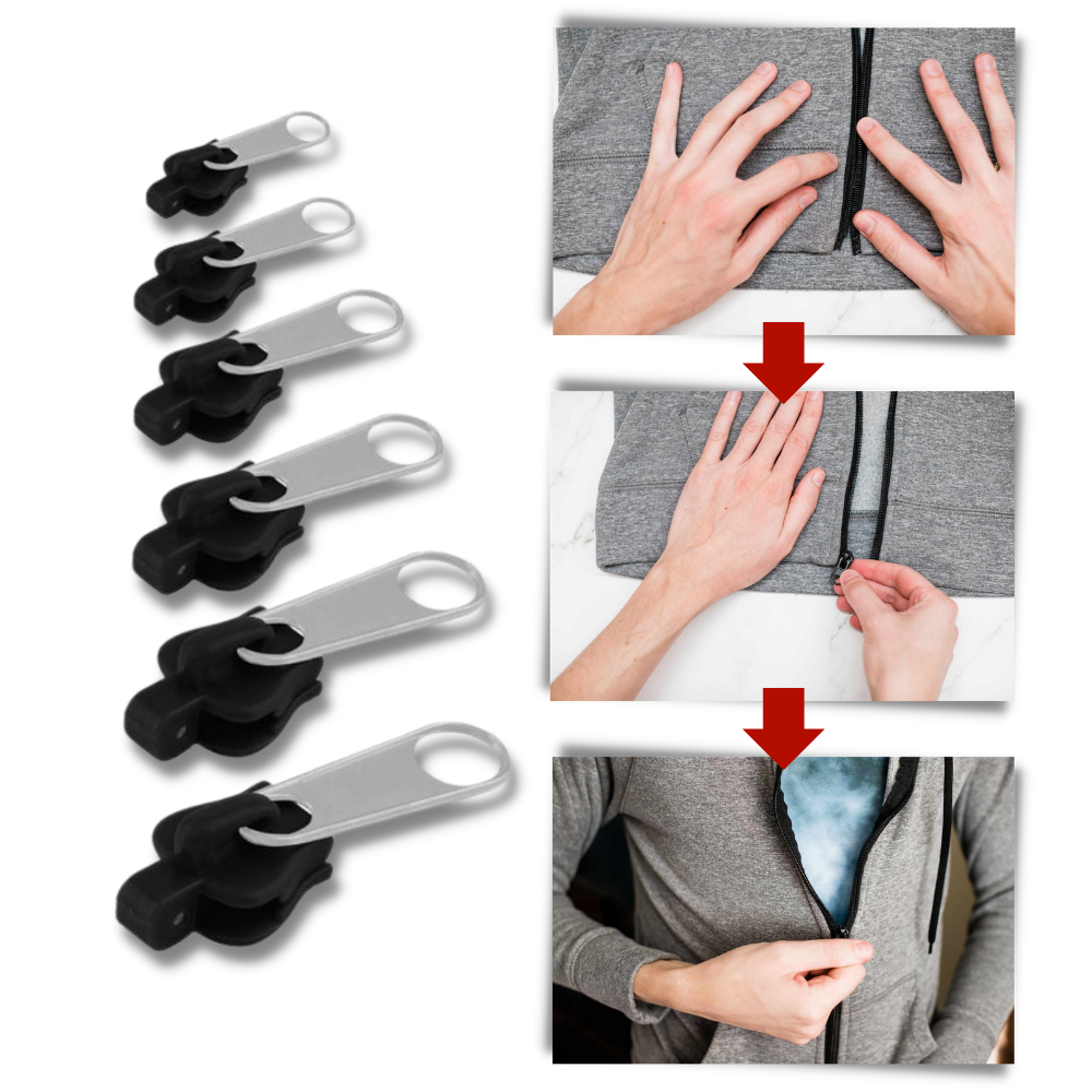 Aluminum Zipper Slider Repair Set with 6-Size Clips and Tool-Free Installation All Vera Mart