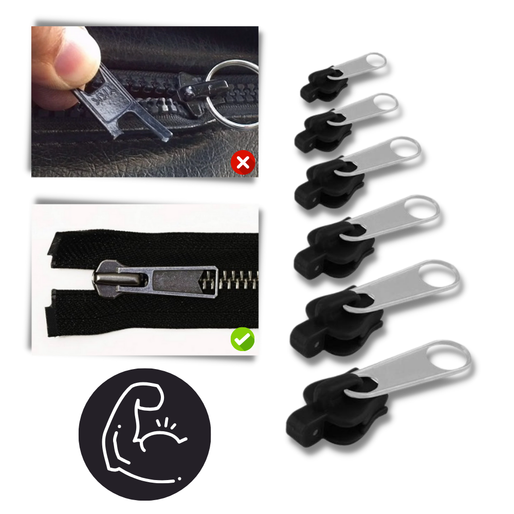 Aluminum Zipper Slider Repair Set with 6-Size Clips and Tool-Free Installation All Vera Mart