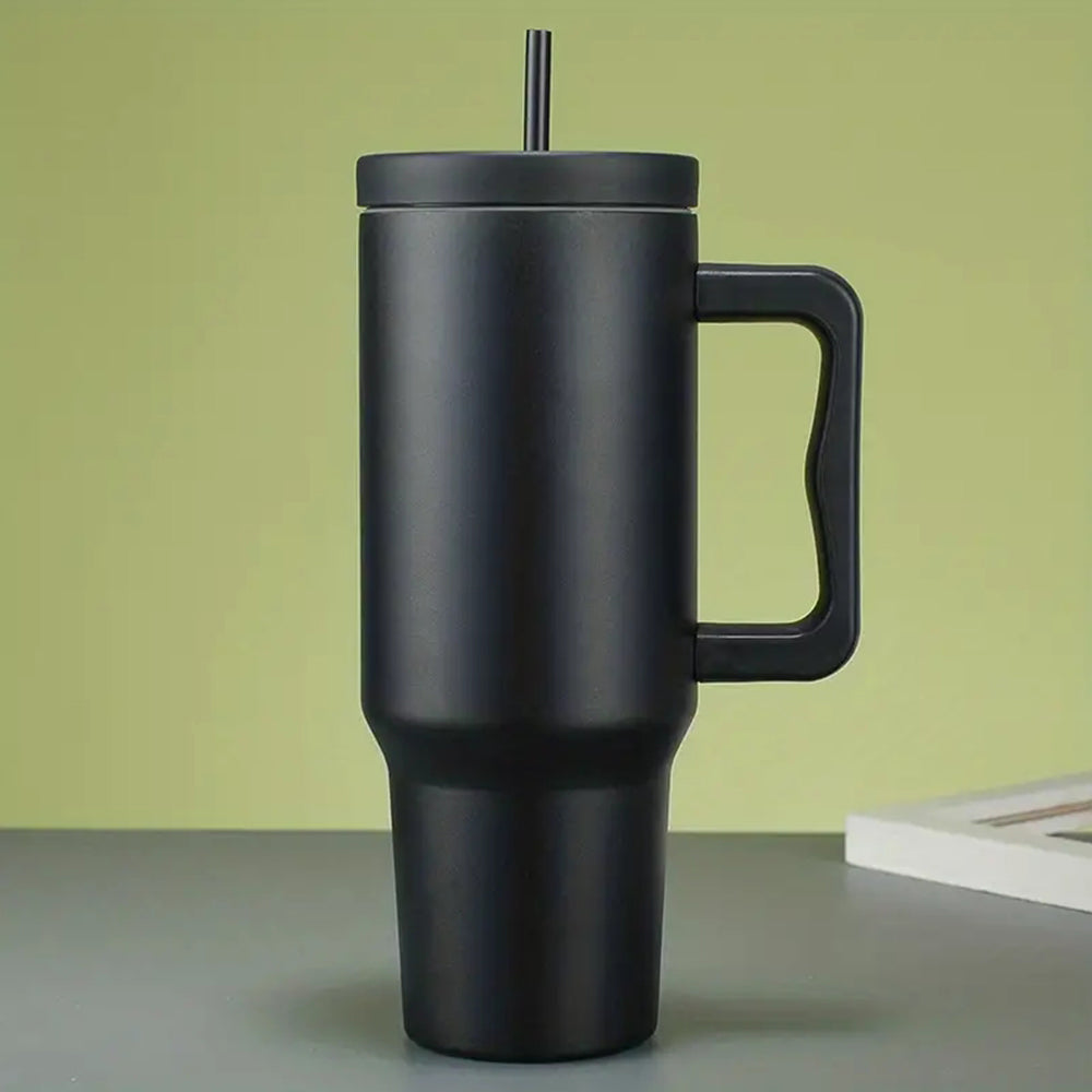 Insulated Water Bottle with Built-in Straw and Side Handle, 33.8-50.7oz All Vera Mart