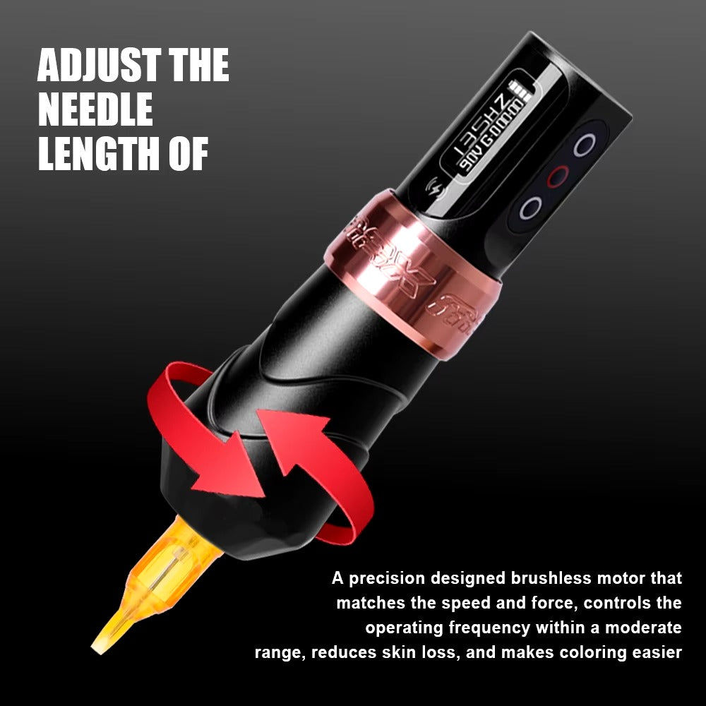Wireless Tattoo Pen with 10,000 RPM Brushless Motor and LED Display, 10-Hour Battery All Vera Mart