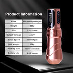 Wireless Tattoo Pen with 10,000 RPM Brushless Motor and LED Display, 10-Hour Battery All Vera Mart