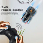 Wall Climbing RC Stunt Car with Suction Drive, 360 Degree Spins and LED Lights in Blue or Red