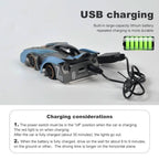 Wall Climbing RC Stunt Car with Suction Drive, 360 Degree Spins and LED Lights in Blue or Red