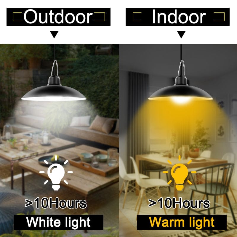 Solar Pendant Light with Dual Lamp Heads and Remote Control for Sheds All Vera Mart