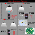 Solar Pendant Light with Dual Lamp Heads and Remote Control for Sheds All Vera Mart