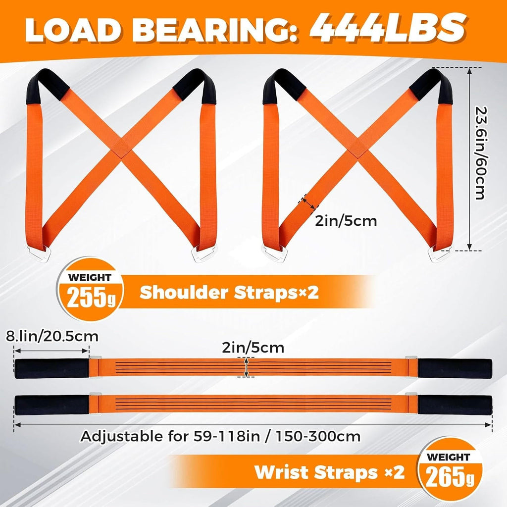 Furniture Moving Straps with Padded Shoulders and 400lb Capacity, Adjustable 59-118in All Vera Mart