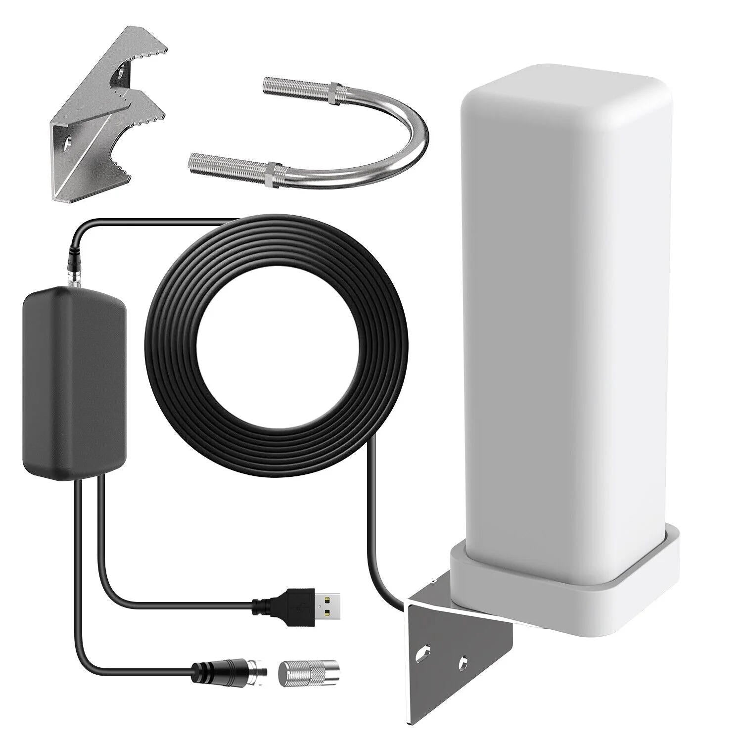 Outdoor HD Antenna with 360° Reception and Signal Amplifier, UHF/VHF All Vera Mart