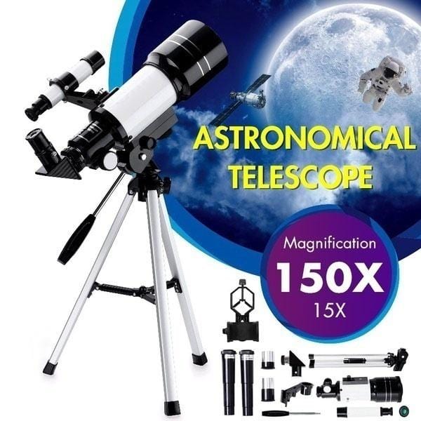 Beginner Refractor Telescope 70mm with Smartphone Adapter and Adjustable Tripod All Vera Mart