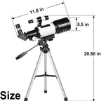 Beginner Refractor Telescope 70mm with Smartphone Adapter and Adjustable Tripod All Vera Mart