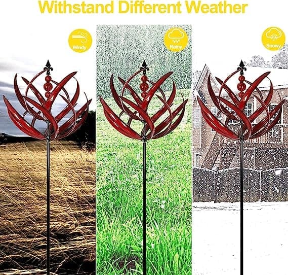 Metal Wind Spinner with Ground Stake for Gardens and Patios All Vera Mart