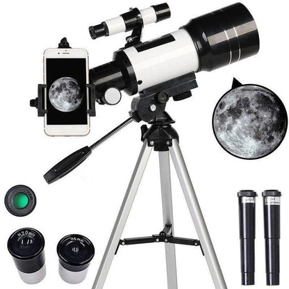 Beginner Refractor Telescope 70mm with Smartphone Adapter and Adjustable Tripod All Vera Mart