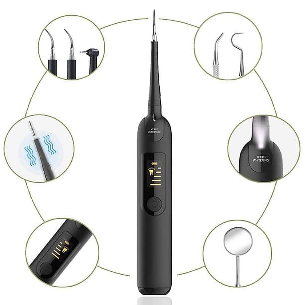 Ultrasonic Dental Scaler with LED Light and Three Cleaning Heads, Mirror Included All Vera Mart