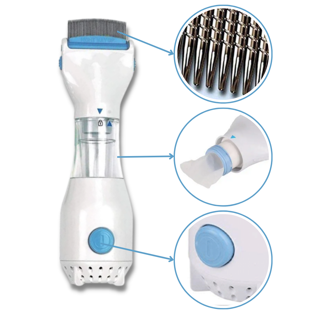 Battery Powered Lice Comb with Rounded Teeth and Disposable Filter All Vera Mart