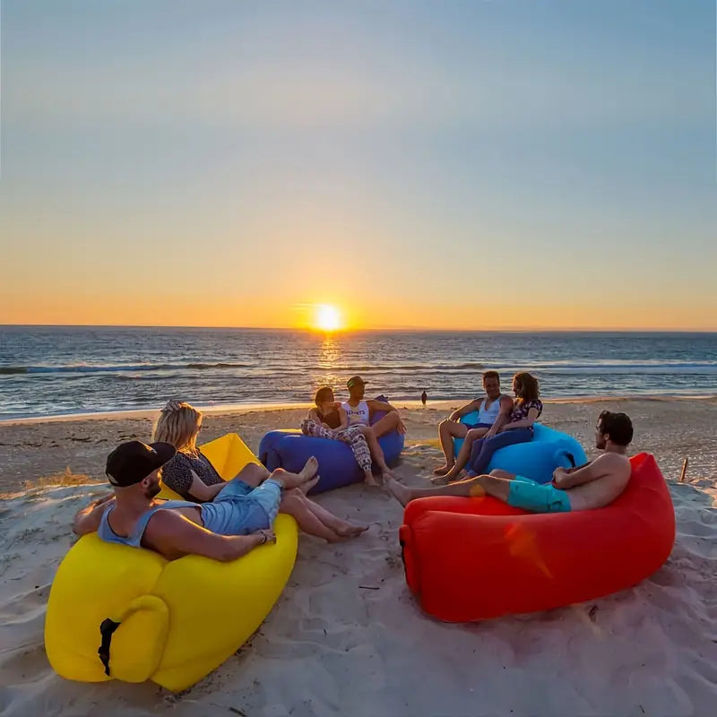 Portable Air Lounger with Pump-Free Inflation and Buckle Closure, 440lb Capacity All Vera Mart