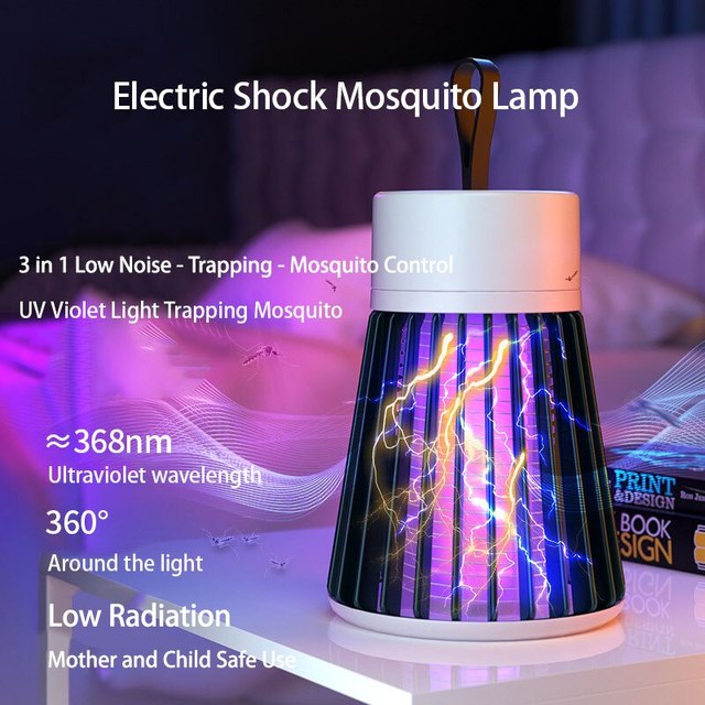 Rechargeable Mosquito Zapper with UV Light and Electric Grid, 6-Hour Battery All Vera Mart