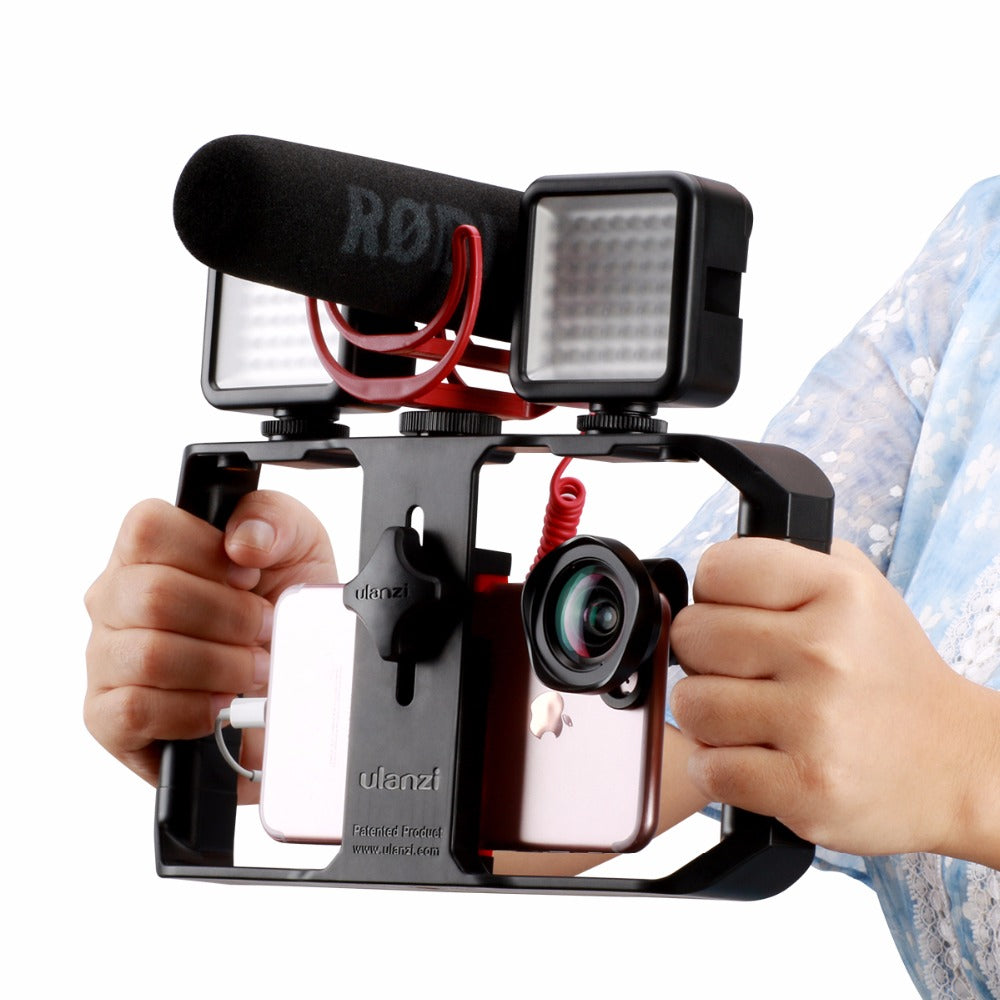 Mobile Phone Video Rig with Cold Shoe Mounts and Ergonomic Handle All Vera Mart