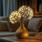 Pair of Glowing Dandelion Branch Lights for Vases, Shelves and Indoor Decor