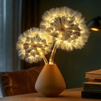 Pair of Glowing Dandelion Branch Lights for Vases, Shelves and Indoor Decor