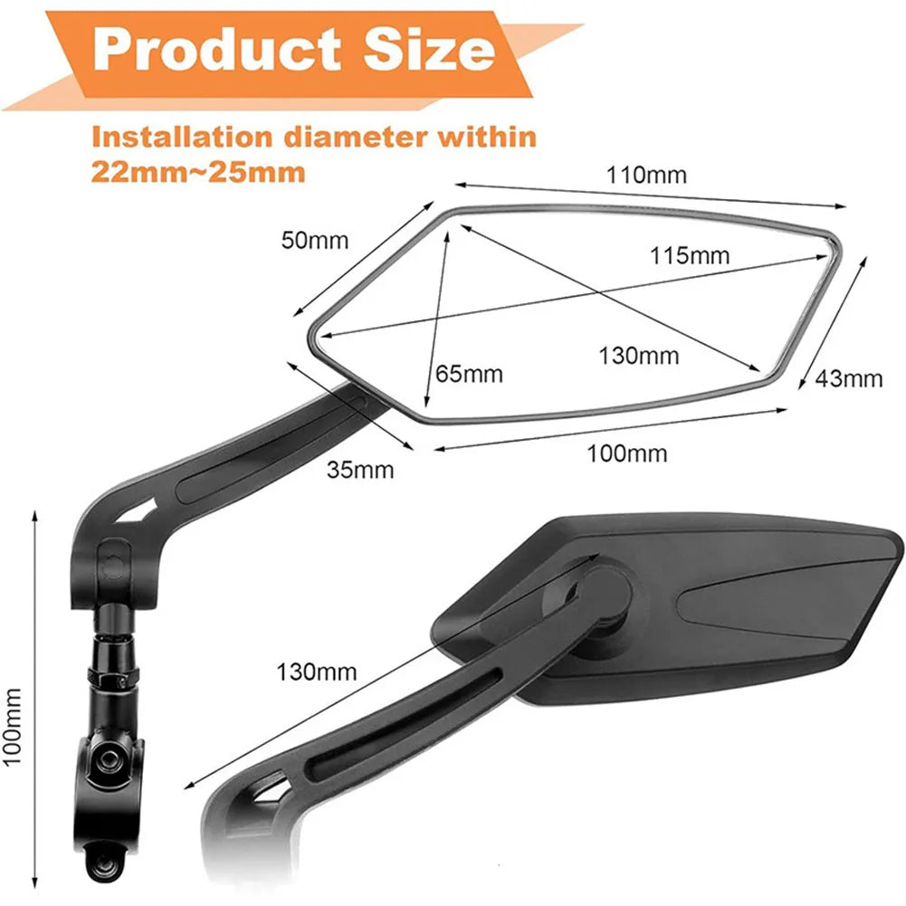 Handlebar Mirrors with 360-Degree Rotation and Foldable Design for Bikes and Scooters All Vera Mart