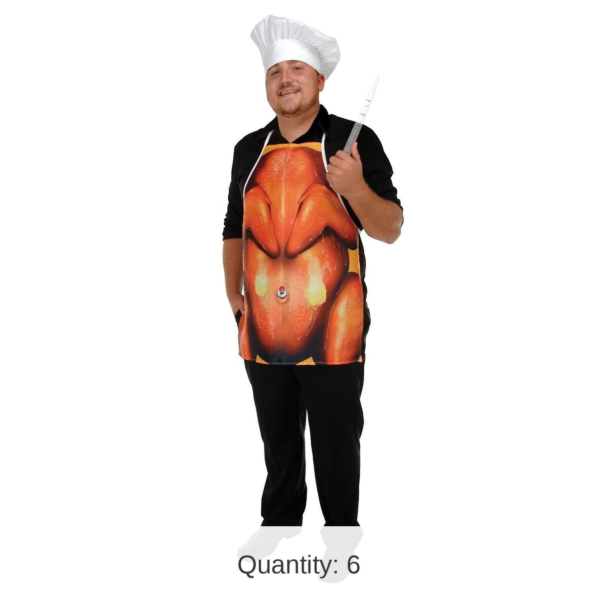Orange Polyester Apron Set with Adjustable Waist Ties and Head Loop, 6-Pack All Vera Mart