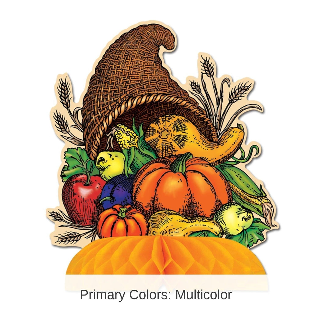 Autumn Cornucopia Centerpiece Pack of 12 with 8.5 Inch Height and Multicolor Design All Vera Mart