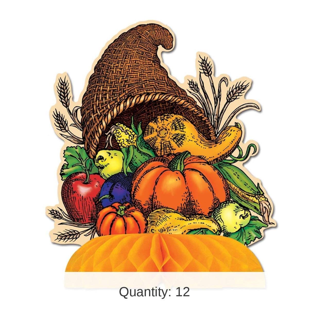 Autumn Cornucopia Centerpiece Pack of 12 with 8.5 Inch Height and Multicolor Design All Vera Mart