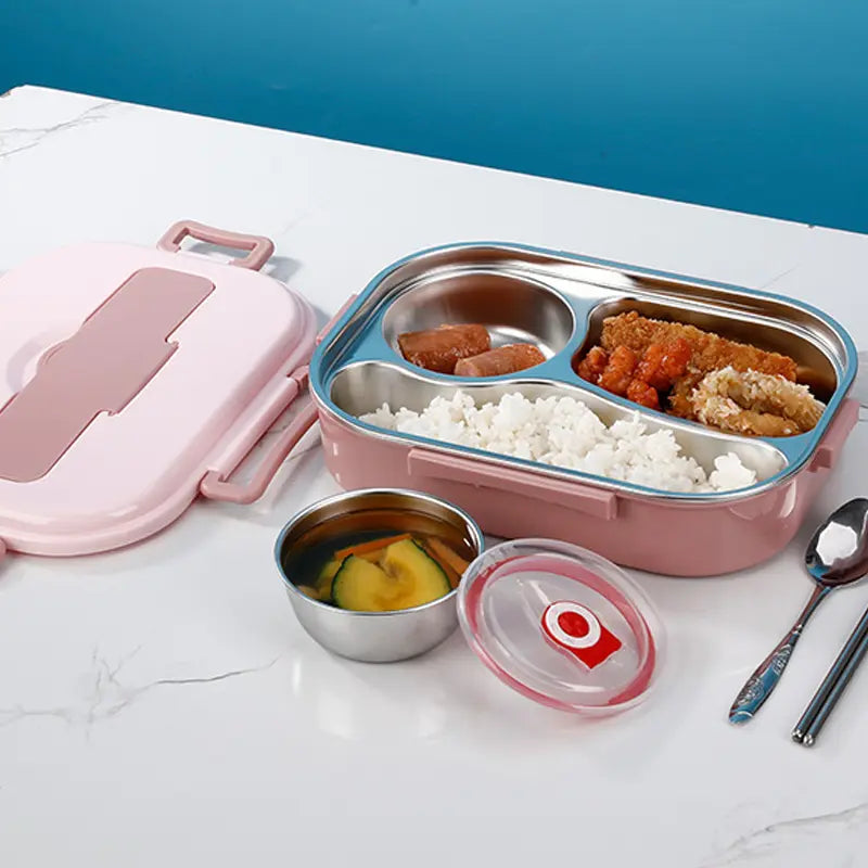 Stainless Steel Lunch Box with Leakproof Lid and Divided Compartments, Soup Bowl All Vera Mart