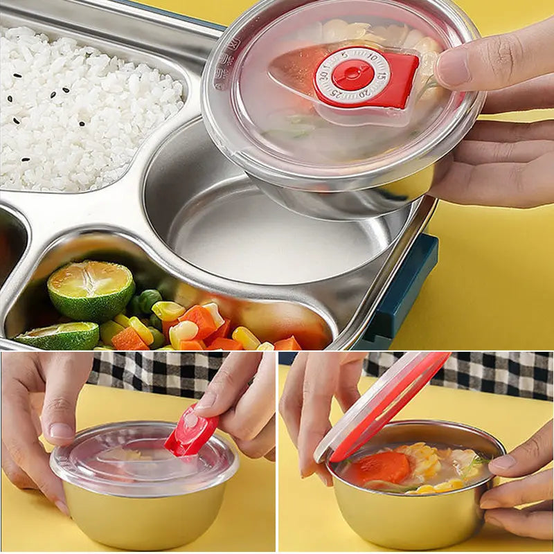 Stainless Steel Lunch Box with Leakproof Lid and Divided Compartments, Soup Bowl All Vera Mart