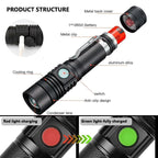 Rechargeable Tactical Flashlight with 600 Foot Beam and Four Brightness Modes All Vera Mart