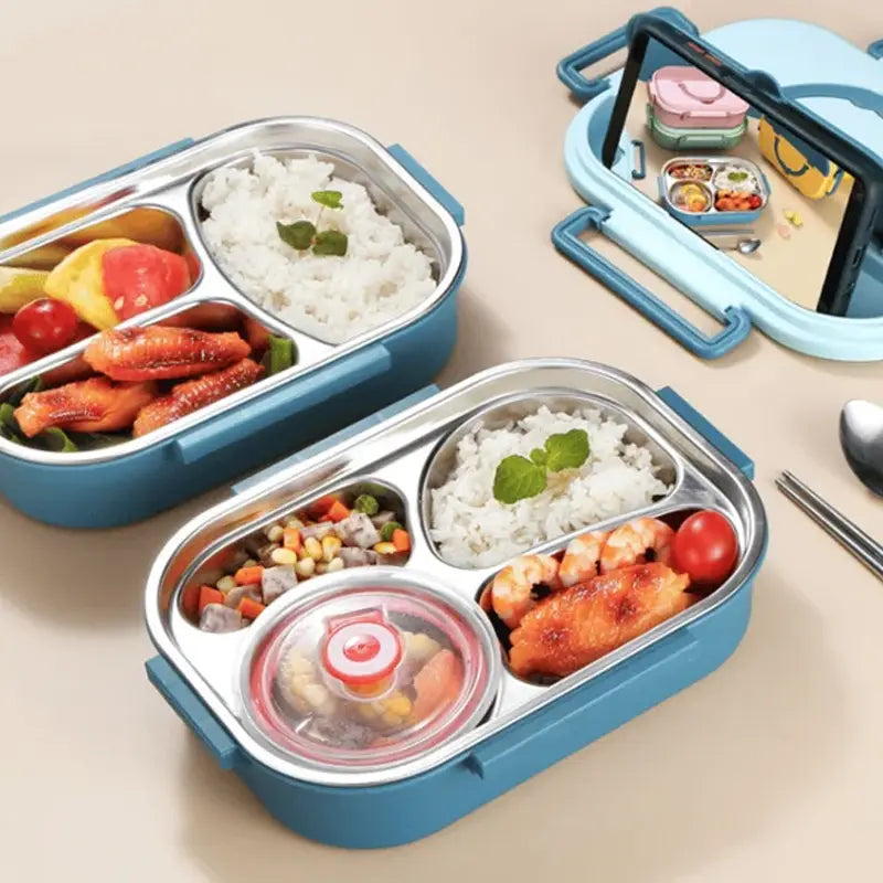 Stainless Steel Lunch Box with Leakproof Lid and Divided Compartments, Soup Bowl All Vera Mart