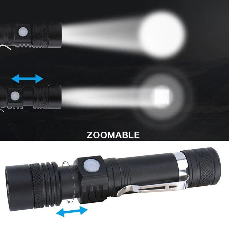 Rechargeable Tactical Flashlight with 600 Foot Beam and Four Brightness Modes All Vera Mart