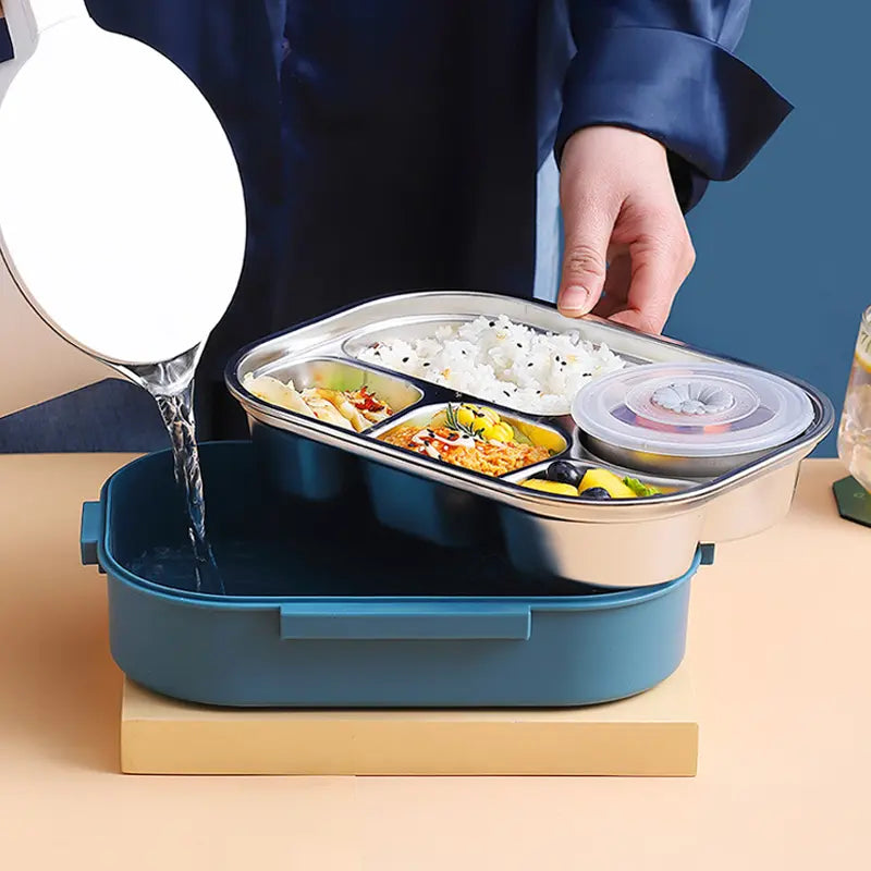 Stainless Steel Lunch Box with Leakproof Lid and Divided Compartments, Soup Bowl All Vera Mart