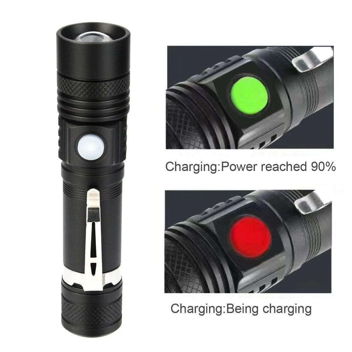 Rechargeable Tactical Flashlight with 600 Foot Beam and Four Brightness Modes All Vera Mart