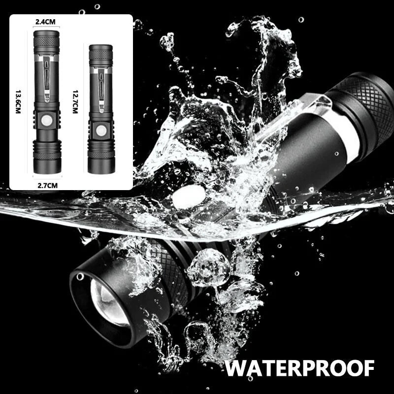 Rechargeable Tactical Flashlight with 600 Foot Beam and Four Brightness Modes All Vera Mart