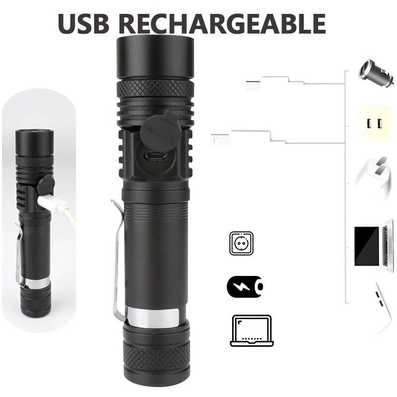 Rechargeable Tactical Flashlight with 600 Foot Beam and Four Brightness Modes All Vera Mart