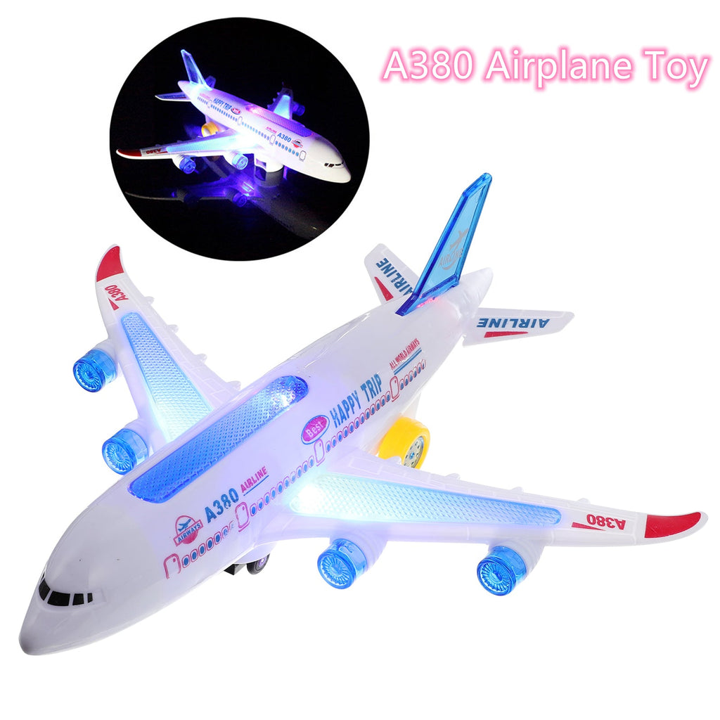 Moving Airplane Toy with Obstacle Detection and Sound Effects, Colorful Lights All Vera Mart
